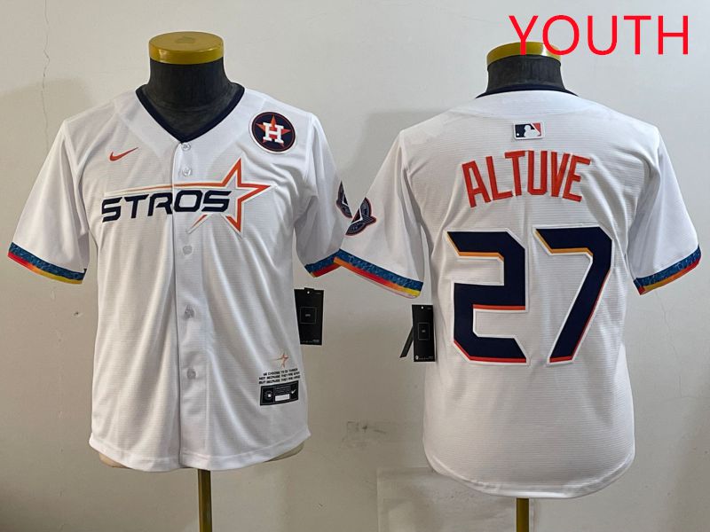 Youth Houston Astros #27 Altuve White Fourth generation Joint Name 2025 Nike MLB Jersey style 9